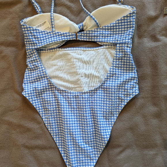 Forever 21 blue gingham tie front swimsuit - Picture 6 of 6